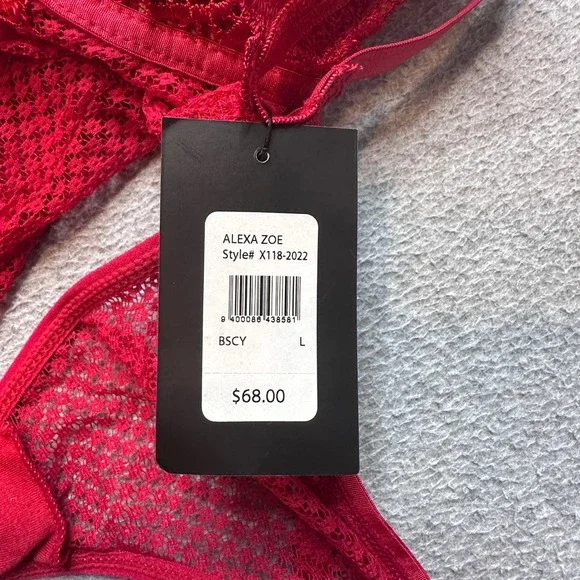 Frederick's of Hollywood Bustier Womens L Red Alexa Zoe Lace Garter X118-2022 - Picture 7 of 10